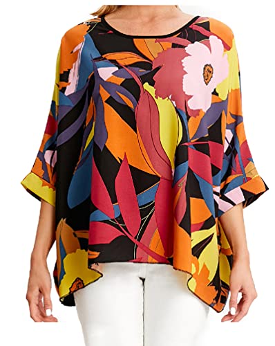 Minetom Damen Sommer Chiffon Bluse Strand Beiläufige T Shirt Lose Hemd Oversize Oberteile Tuniken Tops Strandponcho Bikini Cover Up Stil 33 Einheitsgröße von Minetom