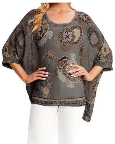 Minetom Damen Sommer Chiffon Bluse Strand Beiläufige T Shirt Lose Hemd Oversize Oberteile Tuniken Tops Strandponcho Bikini Cover Up Stil 36 Einheitsgröße von Minetom