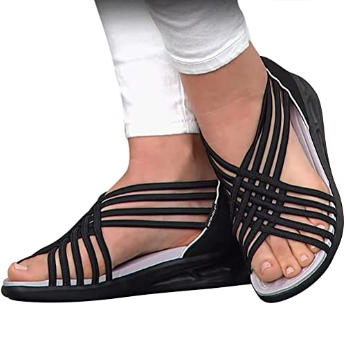 Minetom Damen Sommer Slip On Sport Sandalen Walkingschuhe Joggingschuhe Laufschuhe Sportschuhe Turnschuhe Sneaker Treckingsandalen A Schwarz 38 EU von Minetom