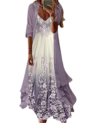 Minetom Damen Sommerkleider Chiffon Blumen Drucken Cocktailkleid Partykleid Brautjungfernkleider Für Hochzeit Abendkleider Ärmellos Vintage Damenkleider Tüll Cardigan A1 Violett 3XL Minetom Damen Sommerkleider Chiffon Blumen Drucken Cocktailkleid Partykleid Brautjungfernkleider Für Hochzeit Abendkleider Ärmellos Vintage Damenkleider Tüll Cardigan A1 Violett 3XL von Minetom