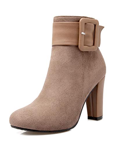 Minetom Damen Stiefeletten Chelsea Boots Mit Blockabsatz Profilsohle Aprikose 38 EU von Minetom