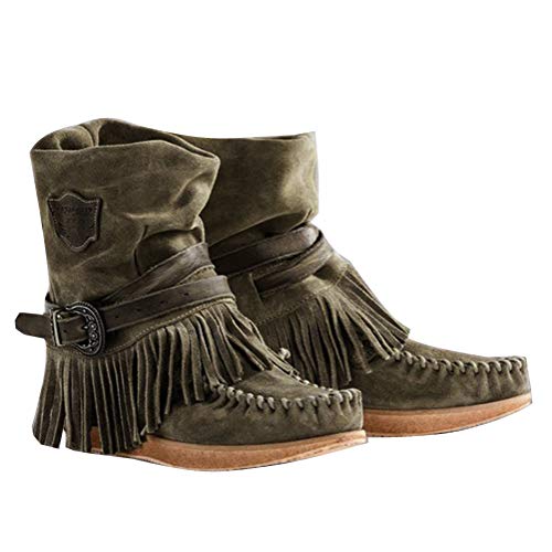 Minetom Damen Stiefeletten Niedrige Absätze Fransenstiefel Plateau Halbstiefel mit Keilabsatz Halbschaft Ankle Boots Knöchelstiefel Winter Schlupfstiefel Elegant Schuhe A Grün 38 EU Minetom Damen Stiefeletten Niedrige Absätze Fransenstiefel Plateau Halbstiefel mit Keilabsatz Halbschaft Ankle Boots Knöchelstiefel Winter Schlupfstiefel Elegant Schuhe A Grün 38 EU von Minetom