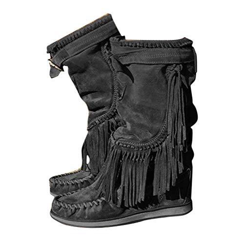 Minetom Damen Stiefeletten Westernstiefel Niedrige Absätze Fransenstiefel Plateau Ankle Boots Knöchelstiefel Winter Schlupfstiefel Elegant Schuhe B Schwarz 40 EU Minetom Damen Stiefeletten Westernstiefel Niedrige Absätze Fransenstiefel Plateau Ankle Boots Knöchelstiefel Winter Schlupfstiefel Elegant Schuhe B Schwarz 40 EU von Minetom