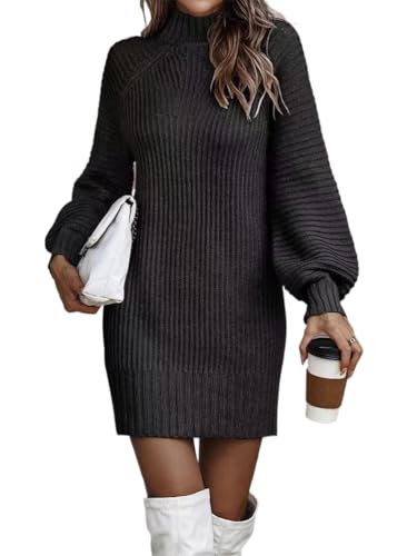 Minetom Damen Strickkleid Winter Puff Ärmel Rollkragen Minikleid Winterkleid Hohe Elastizität Pulloverkleid Herbst Winter Langarm Kleider Strick A Schwarz L Minetom Damen Strickkleid Winter Puff Ärmel Rollkragen Minikleid Winterkleid Hohe Elastizität Pulloverkleid Herbst Winter Langarm Kleider Strick A Schwarz L von Minetom