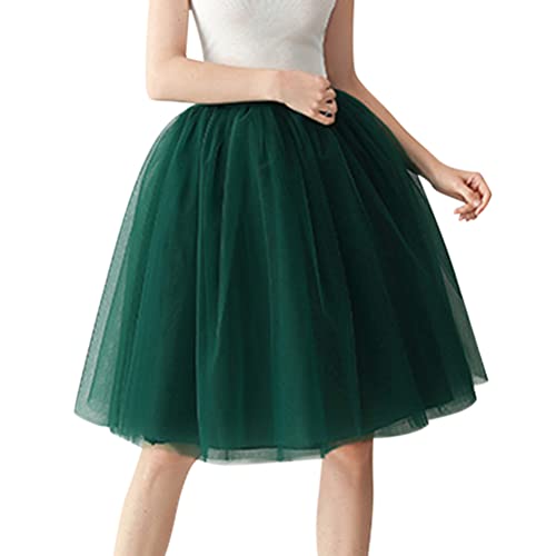 Minetom Damen Tüllrock 50Er Rockabilly Petticoat Retro Tutu Ballet Cosplay Prom Abendkleider Karneval Unterrock Rock Kurz Tanzen Minirock Mesh Ballettrock A Dunkelgrün One Size von Minetom