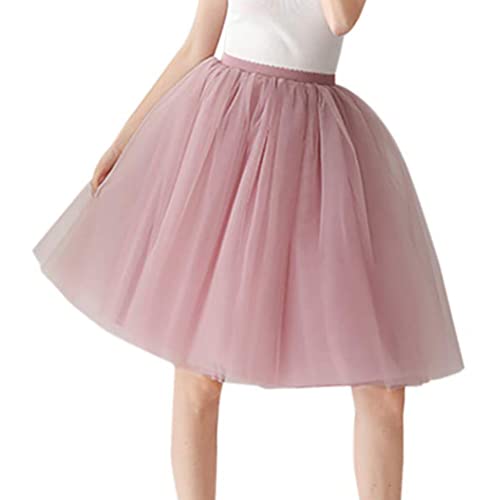 Minetom Damen Tüllrock 50Er Rockabilly Petticoat Retro Tutu Ballet Cosplay Prom Abendkleider Karneval Unterrock Rock Kurz Tanzen Minirock Mesh Ballettrock A Rosa 04 One Size von Minetom