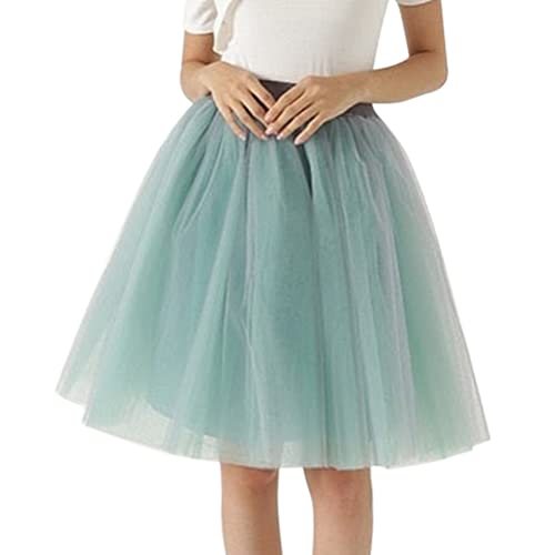 Minetom Damen Tüllrock 50Er Rockabilly Petticoat Retro Tutu Ballet Cosplay Prom Abendkleider Karneval Unterrock Rock Kurz Tanzen Minirock Mesh Ballettrock B Hellgrün One Size von Minetom