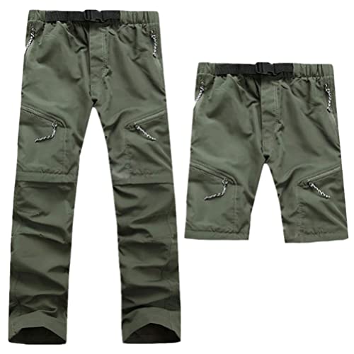 Minetom Damen Wanderhose Wasserdicht Trekkinghose Outdoorhose Schnell Trockend Leicht Camping Softshellhose Sommer Funktionshose Reißverschluss Abnehmbar Shorts A Armeegrün XXL von Minetom