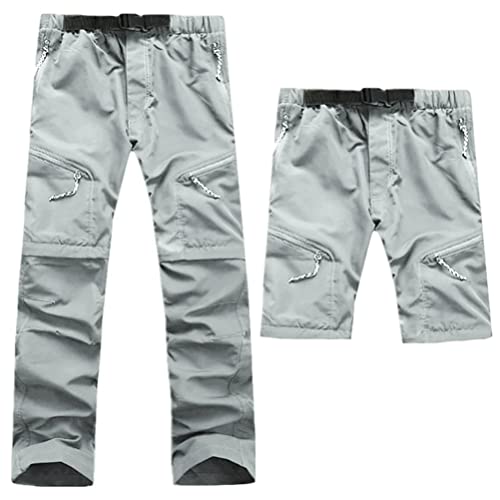 Minetom Damen Wanderhose Wasserdicht Trekkinghose Outdoorhose Schnell Trockend Leicht Camping Softshellhose Sommer Funktionshose Reißverschluss Abnehmbar Shorts A Grau L von Minetom