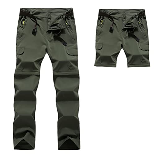 Minetom Damen Wanderhose Wasserdicht Trekkinghose Outdoorhose Schnell Trockend Leicht Camping Softshellhose Sommer Funktionshose Reißverschluss Abnehmbar Shorts B Armeegrün M von Minetom