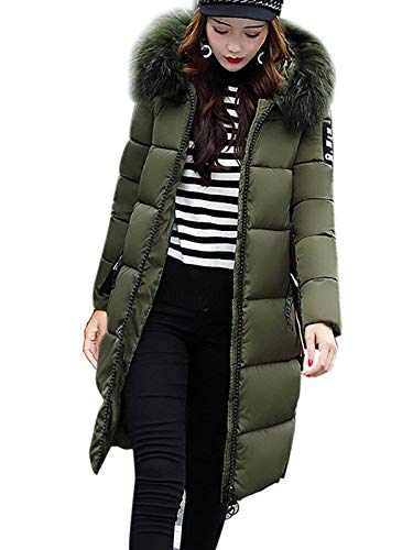 Minetom Damen Warm Winterjacke Parka Jacke Mantel Lange Mit Kapuze Steppjacke Wintermantel Armeegrün 42 von Minetom