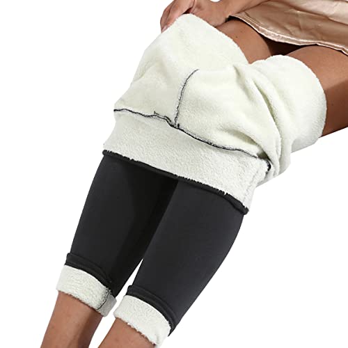 Minetom Damen Warme Schlanke Hose Frauen Winter Plüsch Jogginghose Verdickte Fleece Gefütterte Leggings Hohe Taille Stretch Hose Grau M von Minetom