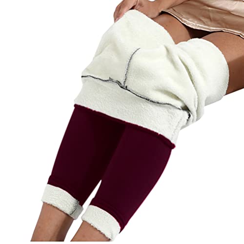 Minetom Damen Warme Schlanke Hose Frauen Winter Plüsch Jogginghose Verdickte Fleece Gefütterte Leggings Hohe Taille Stretch Hose Weinrot L von Minetom