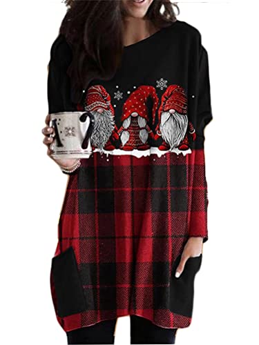 Minetom Damen Weihnachten Sweatshirt Winter Langarmshirt Weihnachtspullover Mit Komisch Gedruckt Xmas Outfit E3 Schwarz XL von Minetom