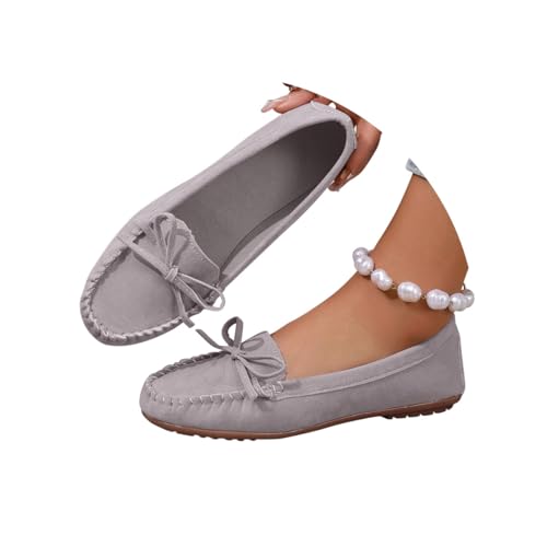 Minetom Damen Wildleder Mokassins Slip On Driver Loafers Weich Fliege Ballerinas Wandern Bequemschuhe A Grau 39 EU Minetom Damen Wildleder Mokassins Slip On Driver Loafers Weich Fliege Ballerinas Wandern Bequemschuhe A Grau 39 EU von Minetom