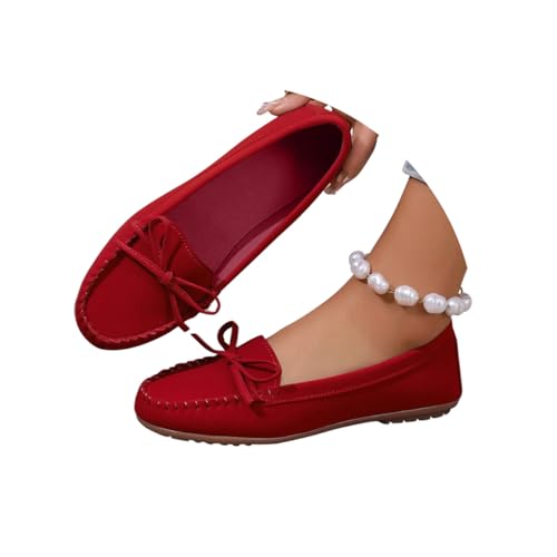 Minetom Damen Wildleder Mokassins Slip On Driver Loafers Weich Fliege Ballerinas Wandern Bequemschuhe A Rot 42 EU Minetom Damen Wildleder Mokassins Slip On Driver Loafers Weich Fliege Ballerinas Wandern Bequemschuhe A Rot 42 EU von Minetom
