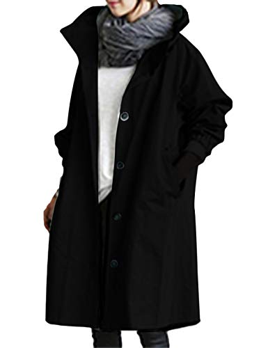 Minetom Damen Windbreaker Elegant Langarm Lange Jacke mit Kapuze Übergangsjacke Atmungsaktiv Parka Leichte Herbst Mantel Schwarz 3XL Minetom Damen Windbreaker Elegant Langarm Lange Jacke mit Kapuze Übergangsjacke Atmungsaktiv Parka Leichte Herbst Mantel Schwarz 3XL von Minetom
