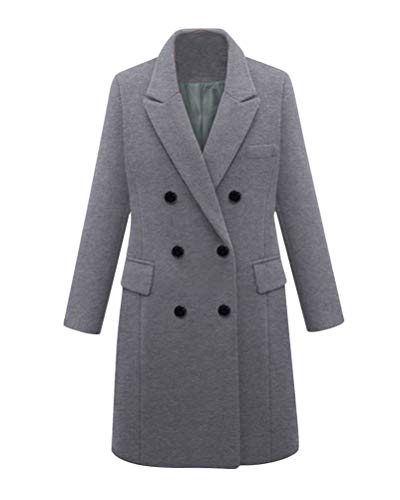 Minetom Damen Winter Revers Wollmantel Trench Jacke Lange Parka Warm Trenchcoat Elegant Knopfleiste Mantel Grau 50 von Minetom