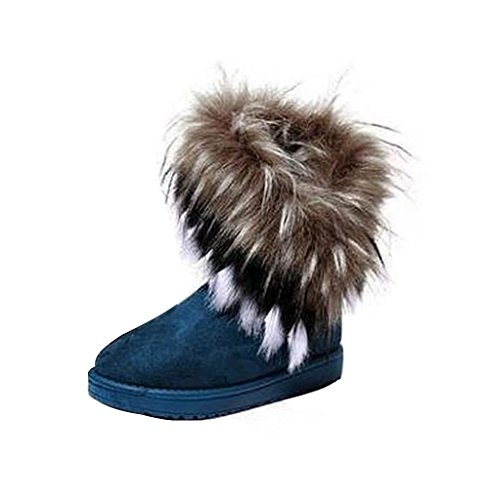 Minetom Damen Winter Schnee Stiefel Stiefeletten Warm Pelz Stiefel Schuhe (Grün 38) von Minetom