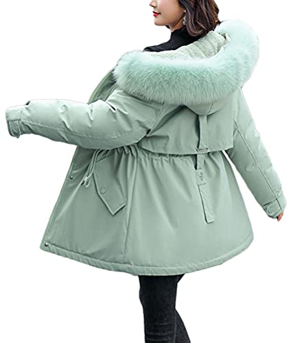 Minetom Damen Winterjacke Lange Daunenjacke Warm Parka Jacke Mit Kunstfellkapuze Steppjacke Kurz Wintermantel Daunenmantel C Grün XL von Minetom