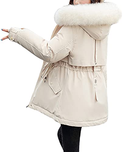 Minetom Damen Winterjacke Lange Daunenjacke Warm Parka Jacke Mit Kunstfellkapuze Steppjacke Kurz Wintermantel Daunenmantel C Weiß M von Minetom