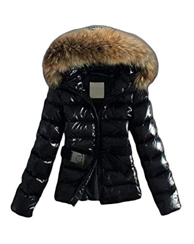 Minetom Damen Winterjacke Mit Künstlich Fellkapuze Daunenjacke Parka Jacke Steppjacke Wintermantel Daunenmantel A Kurz Schwarz 34 von Minetom