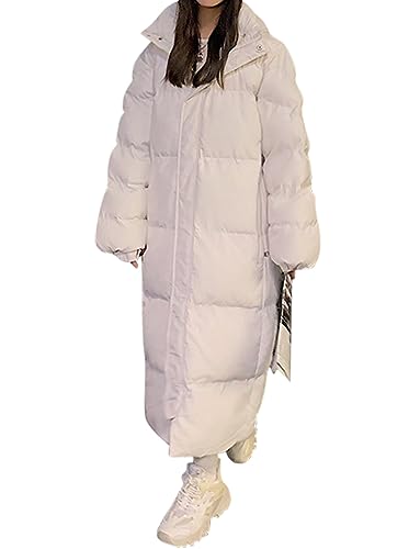 Minetom Damen Wintermantel Lang Mantel Steppmantel Mit Kapuze Winter Langarm Warm Winddicht Jacke Outdoorjacke Steppjacke Steppmantel A Beige XXL von Minetom