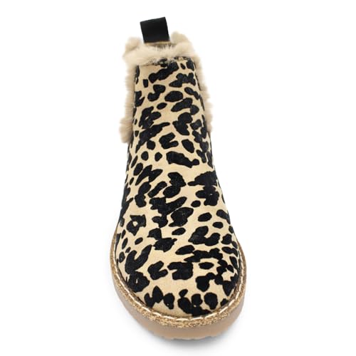 Minetom Damen Winterstiefel Chelsea Boots Warm Gefütterte Schneestiefel Winterschuhe Winter Kurzschaft Stiefel Reißverschluss Boots Schuhe A Leopard 36 EU von Minetom