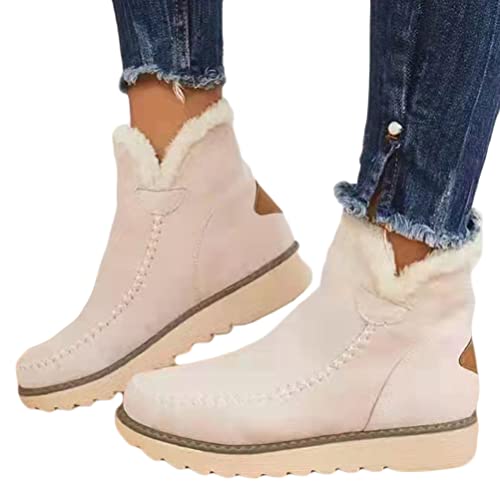 Minetom Damen Winterstiefel Warm Gefütterte Schneestiefel Winterschuhe Winter Kurzschaft Stiefel Boots Schuhe Ankle Boots A Aprikose 35 EU von Minetom