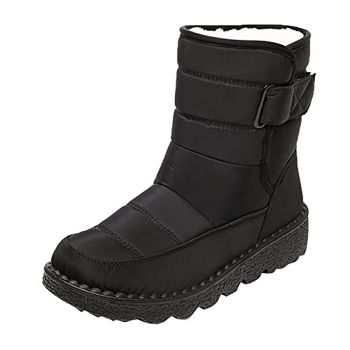 Minetom Damen Winterstiefel Wasserdicht Warm Gefütterte Schneestiefel Winterschuhe Winter Kurzschaft Stiefel Boots Schuhe 41 EU C Schwarz von Minetom