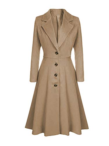 Minetom Damen Wollmantel Winter Mantel Trenchcoat Warm Schlank Windmantel Outwear Elegant Übergangsmantel Knopfleiste Lange Jacke Aprikose 44 von Minetom