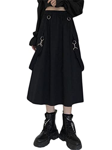Minetom Damen Y2K Faltenrock A-Linie Hohe Taille Röcke Gothic Punk Maxi Schwarz Rock Mit Kettenriemen Hosenträgerrock Streetwear D Schwarz S Minetom Damen Y2K Faltenrock A-Linie Hohe Taille Röcke Gothic Punk Maxi Schwarz Rock Mit Kettenriemen Hosenträgerrock Streetwear D Schwarz S von Minetom
