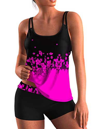 Minetom Damen Zweiteiler Tankini Set Tank Top mit Hotpants Badebekleidung Sommer Retro Blumendruck Strand Schwimmanzug Swimsuits Bikini F Rose XL Minetom Damen Zweiteiler Tankini Set Tank Top mit Hotpants Badebekleidung Sommer Retro Blumendruck Strand Schwimmanzug Swimsuits Bikini F Rose XL von Minetom