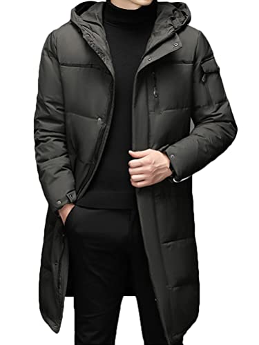 Minetom Daunenmantel Herren Winter Lange Steppmantel Mit Kapuze Warm Wintermantel Winterparka Winterjacke Lange Männer Mantel B Grau XXL von Minetom