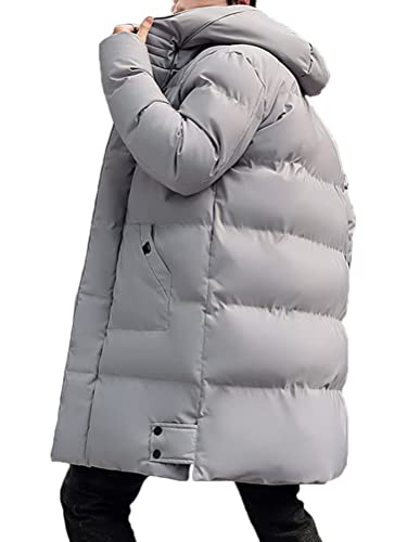 Minetom Daunenmantel Herren Winter Lange Steppmantel Mit Kapuze Warm Wintermantel Winterparka Winterjacke Lange Männer Mantel D Grau S von Minetom