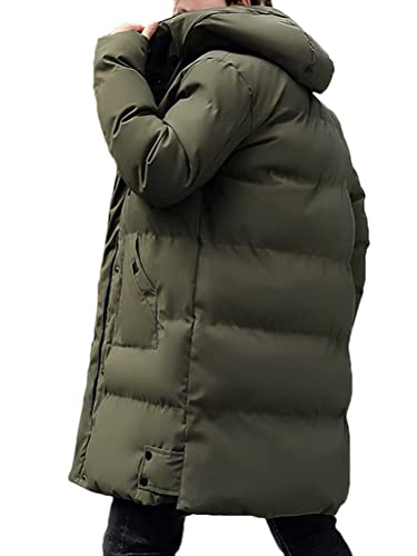 Minetom Daunenmantel Herren Winter Lange Steppmantel Mit Kapuze Warm Wintermantel Winterparka Winterjacke Lange Männer Mantel D Grün L von Minetom