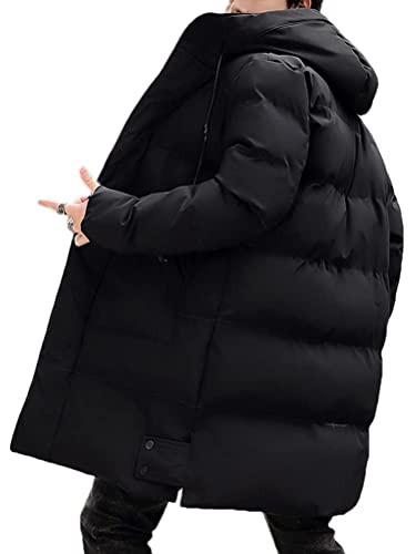 Minetom Daunenmantel Herren Winter Lange Steppmantel Mit Kapuze Warm Wintermantel Winterparka Winterjacke Lange Männer Mantel D Schwarz XXL von Minetom