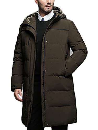 Minetom Daunenmantel Herren Winter Lange Steppmantel Mit Kapuze Warm Wintermantel Winterparka Winterjacke Lange Männer Mantel E Braun XL von Minetom