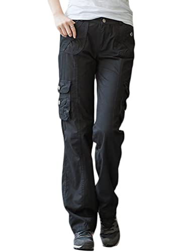 Minetom Freizeithosen Damen Cargo Hose Sweathose Jogginghose Sporthose Cargohose Multi Taschen Sport Hosen Wanderhose Outdoorhose Streetwear A Schwarz L von Minetom