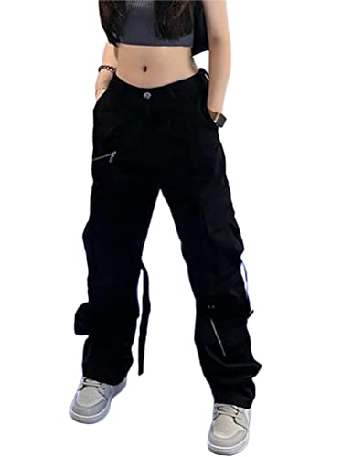 Minetom Freizeithosen Damen Cargo Hose Sweathose Jogginghose Sporthose Cargohose Multi Taschen Sport Hosen Wanderhose Outdoorhose Streetwear C Schwarz S von Minetom