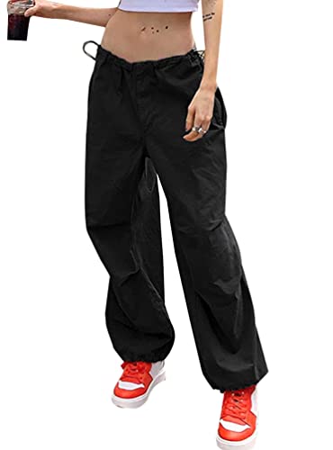 Minetom Freizeithosen Damen Cargo Hose Sweathose Jogginghose Sporthose Cargohose Multi Taschen Sport Hosen Wanderhose Outdoorhose Streetwear D Schwarz L von Minetom