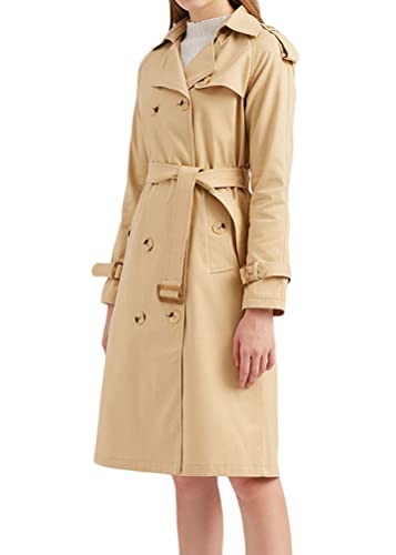 Minetom Frühling und Herbst Damen Trenchcoat Lange Windjacke Lang Jacke Revers Windjacke mit Gürtel zweireihig Elegante Modejacke Damen C Khaki XXL Minetom Frühling und Herbst Damen Trenchcoat Lange Windjacke Lang Jacke Revers Windjacke mit Gürtel zweireihig Elegante Modejacke Damen C Khaki XXL von Minetom