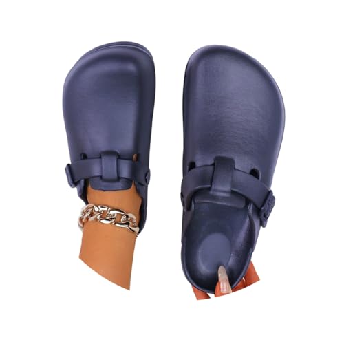 Minetom Gartenclogs Damen Clogs Gummi Gartenschuhe Leicht Gummischuhe Sommer Pantoletten Berufsschuhe Geschlossen Hausschuhe A Marine 43 EU von Minetom