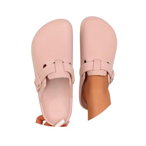 Minetom Gartenclogs Damen Clogs Gummi Gartenschuhe Leicht Gummischuhe Sommer Pantoletten Berufsschuhe Geschlossen Hausschuhe A Rosa 37 EU von Minetom