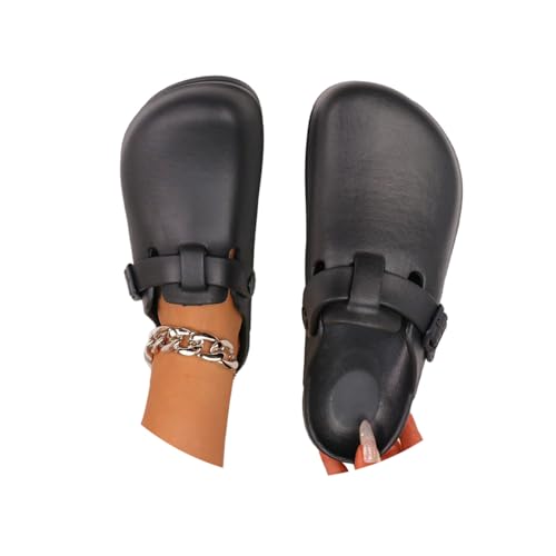 Minetom Gartenclogs Damen Clogs Gummi Gartenschuhe Leicht Gummischuhe Sommer Pantoletten Berufsschuhe Geschlossen Hausschuhe A Schwarz 38 EU von Minetom