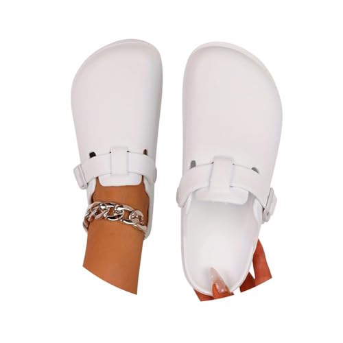Minetom Gartenclogs Damen Clogs Gummi Gartenschuhe Leicht Gummischuhe Sommer Pantoletten Berufsschuhe Geschlossen Hausschuhe A Weiß 38 EU von Minetom