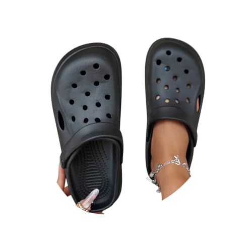 Minetom Gartenschuhe Damen Gartenclogs Leicht Gummischuhe Unisex Sommer Atmungsaktiv Pantoletten Hausschuh Schlappen A Schwarz 44/45 EU von Minetom