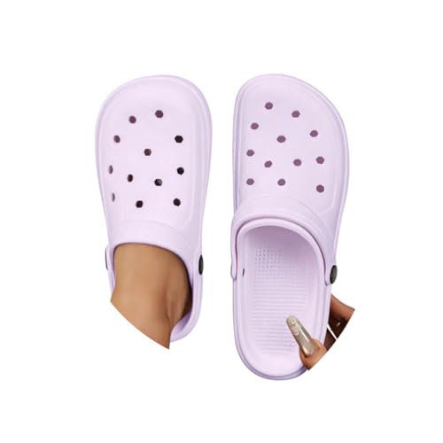 Minetom Gartenschuhe Damen Gartenclogs Leicht Gummischuhe Unisex Sommer Atmungsaktiv Pantoletten Hausschuh Schlappen B Violett 36/37 EU von Minetom