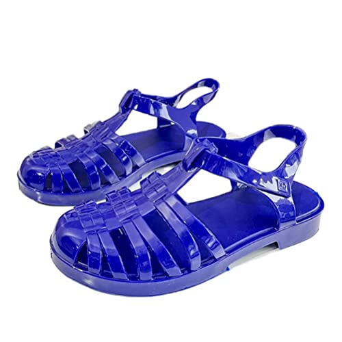 Minetom Gummi Damensandalen Unisex Kunststoff Sandalen Damen Klassische Transparente Schnallenschuhe Gummisandalen Kristall-Strandschuhe A1 Blau 39 EU von Minetom