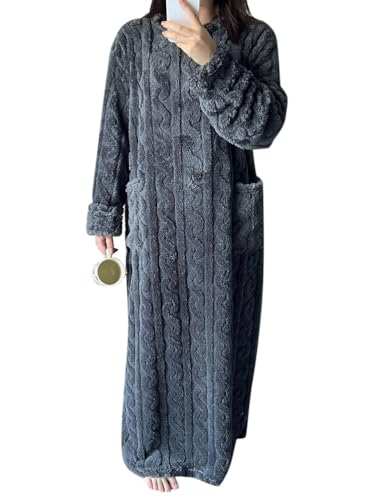 Minetom Hauskleid Damen Decke Mit Ärmeln Blanket Sweatshirt Tragbare Decke Zum Anziehen Erwachsene Oversized Riesen Übergroßer Warm Kuschelpullover Grau 140 cm von Minetom